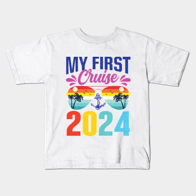 My First Cruise 2024 Vintage Crusing 2024 Kids T-Shirt by RiseInspired